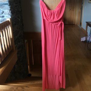 Orange Strapless Summer Dress